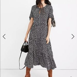 Madewell Tie-Sleeve Tiered Midi Dress size small